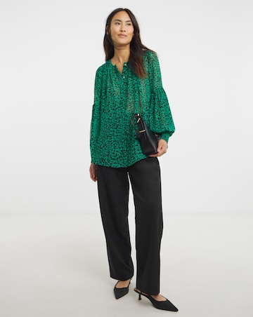 Georgette Collarless Blouson Sleeve Blouse