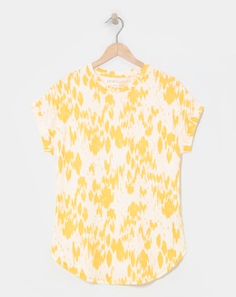 Longline Short Sleeve Curved Hem Top