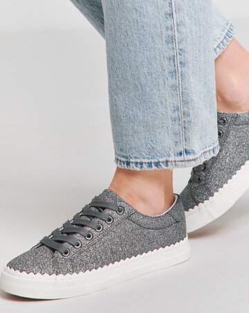 Janey Scalloped Edge Lace Up Trainer Extra Wide EEE Fit