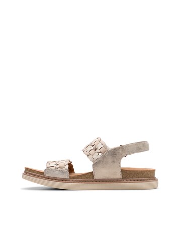 Clarks Metallic Arwell Glide Woven Strap Leather Sandal Standard Fit