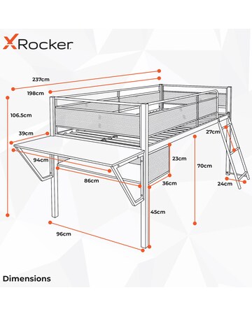 X Rocker Sanctum Mid Sleeper and Desk Gaming Combo - Black
