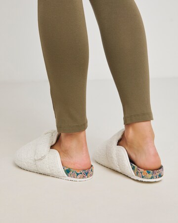 Fawn Borg Closed Toe Slipper With Printed Footbed - Wide Fit (E)