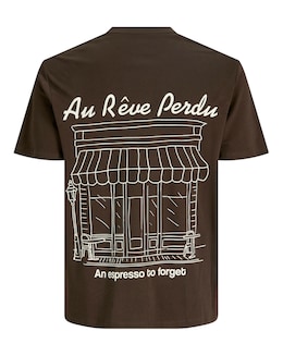 Jack &amp; Jones Cafe Back Graphic T-Shirt - Brown