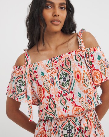 Printed Crinkle Strap Jumpsuit
