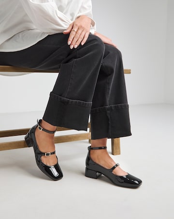 Reno Mary Jane Ankle Strap Block Heel Shoes - Wide Fit (E)