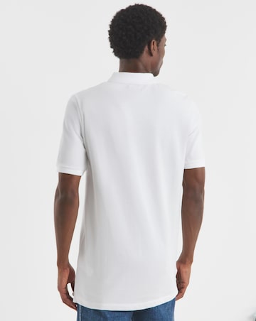 Pure Cotton White Pique Polo Extra Long Length- White