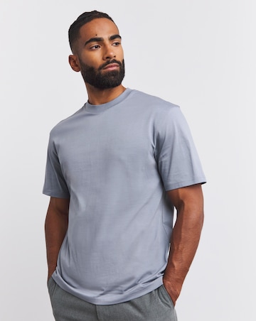 Relaxed Fit Supima Crew Neck T-Shirt- Steel Blue