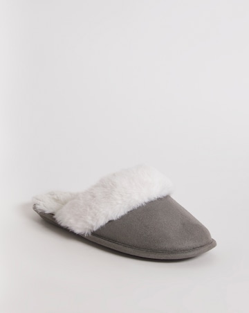 Elyse Faux Fur Mule Slippers Extra Wide EEE Fit