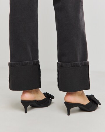 Tia Pointed Bow Kitten Heel Mules - Extra Wide Fit (EEE)