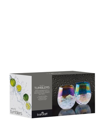 BarCraft Set of Two Iridescent Glass Tumblers