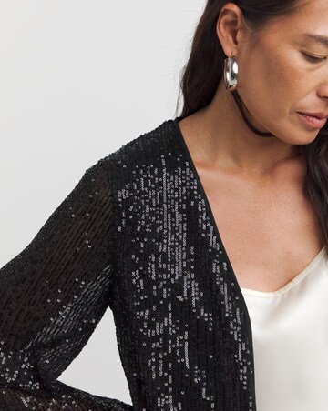 Black Sequin Longline Cardigan