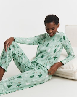 JD Williams Value Pyjama Set Christmas Tree Print