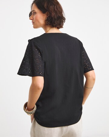 Pure Cotton Broderie Frill Jersey Back Top