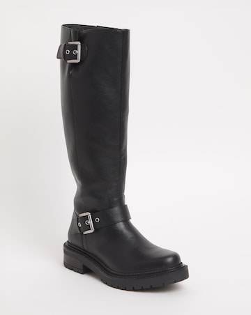 Eden Buckle Detail Knee High Boots - Extra Wide Fit (EEE) & Curvy Calf