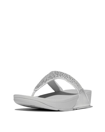Fit Flop Silver Lulu Crystal Toe-Post Sandals -Standard Fit (D)