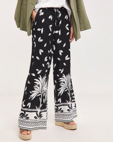Spun Viscose Broder Print Wide Leg Trousers