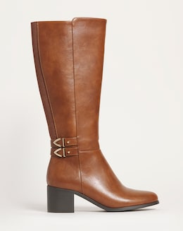 Cushion Walk Block Heel Knee High Boot Extra Wide EEE Fit Standard Calf
