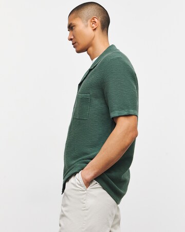 Khaki Knitted Cuban Collar Shirt