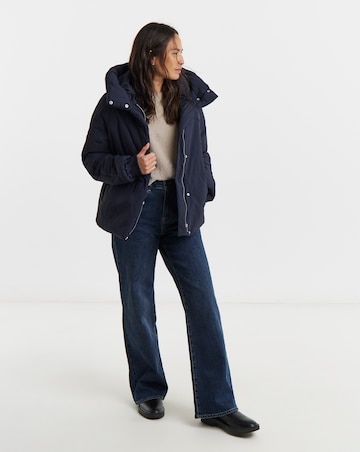Navy Funnel Neck Padded Coat
