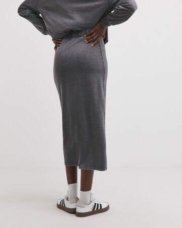 Grey Acid Wash Midi Skirt