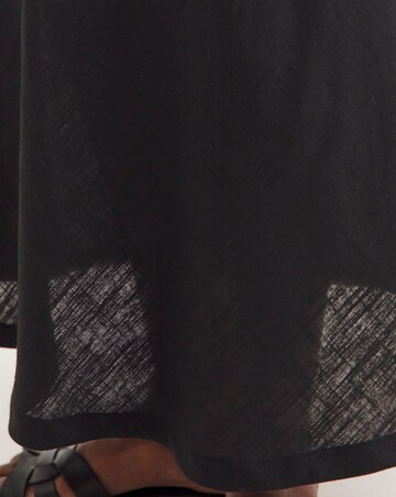 Black Linen Bias Cut Maxi Slip Skirt