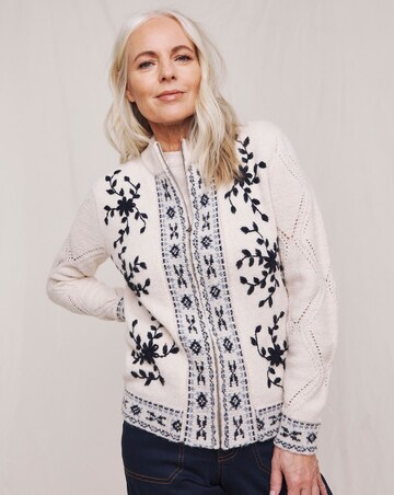 Julipa Zip Up Embroidered Knitted Jacket