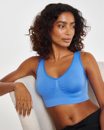 Pretty Secrets 3 Pack Plain Comfort Tops Fits Up To D - Blue/Pink/Grey