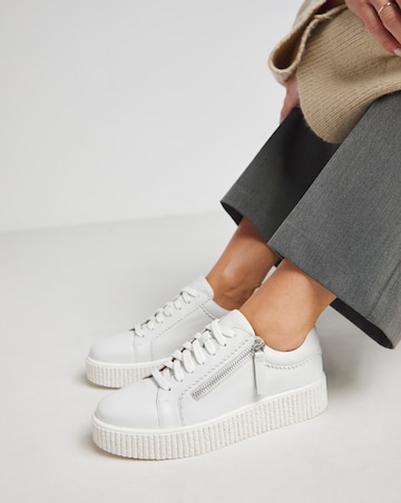 Quincy Side Zip Leather Trainer - Extra Wide Fit (EEE)