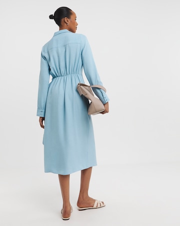 Textured Midi Wrap Shirt Dress