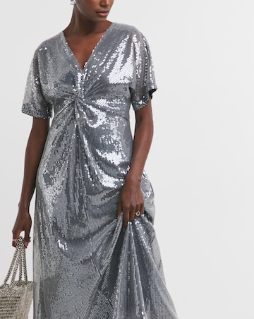 Sequin Twist Front Dress
