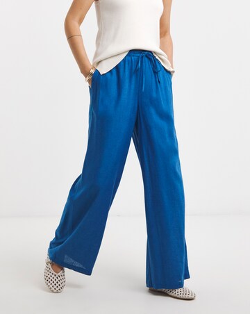 Cobalt Linen Mix Wide Leg Trouser