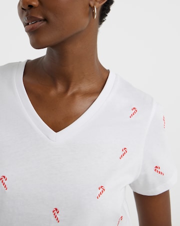 Candy Cane Embroidered T-Shirt