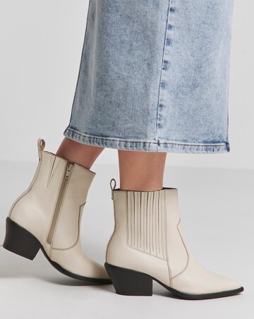 Katya Leather Pointed Chelsea Western Ankle Boots - Extra Wide Fit (EEE)
