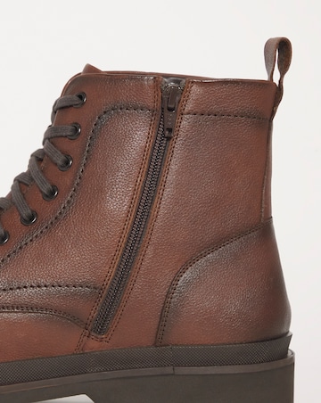 Milled Leather Lace Up Boot Wide Fit