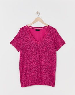 Pink Print Short Sleeve Bubble Hem Top