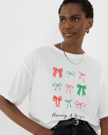 White Bow Christmas T-Shirt