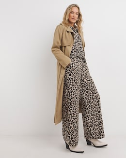 Animal Herringbone Wide Leg Pull On Trouser
