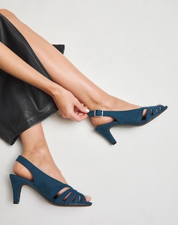 Lisbon Peep Toe Slingback Shoes - Wide Fit (E)