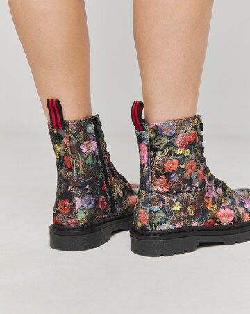 Heavenly Feet Justina Lace Up Chunky Boot Wide Fit