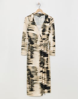 Blurred Stripe Wrap Shirt Dress