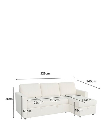 Aspire Nexis Right Corner Chaise Storage Sofa Bed