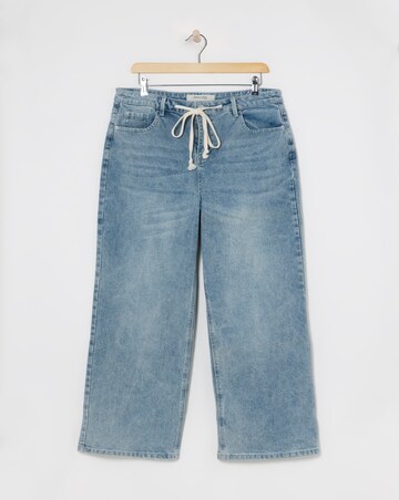 Light Blue Tie Front Wide Leg Jeans