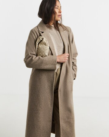 Tan Single Breasted Longline Lined Coat