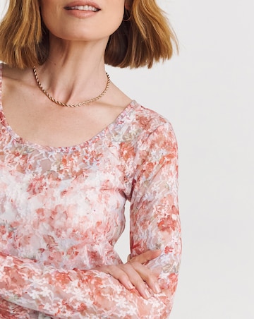 Printed Lace Long Sleeve Top