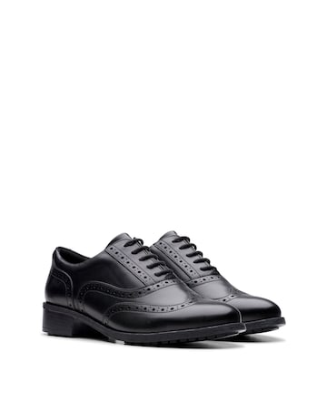 Clarks Havisham Oak Leather Lace Up Brogue Wide Fit