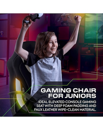 X Rocker Fury 2.1 Audio LED Console Gaming Chair for Juniors - Black