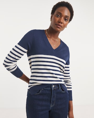 Stripe V Neck Jumper