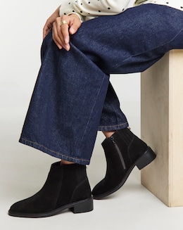Blythe Hidden Gusset Leather Ankle Boots - Wide Fit (E)