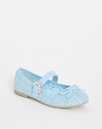 Joe Browns Blue Flat Tweed Mary Jane- Wide Fit (E)