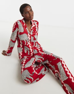 Chelsea Peers Jersey Button Up Leopard Print Pyjama Set